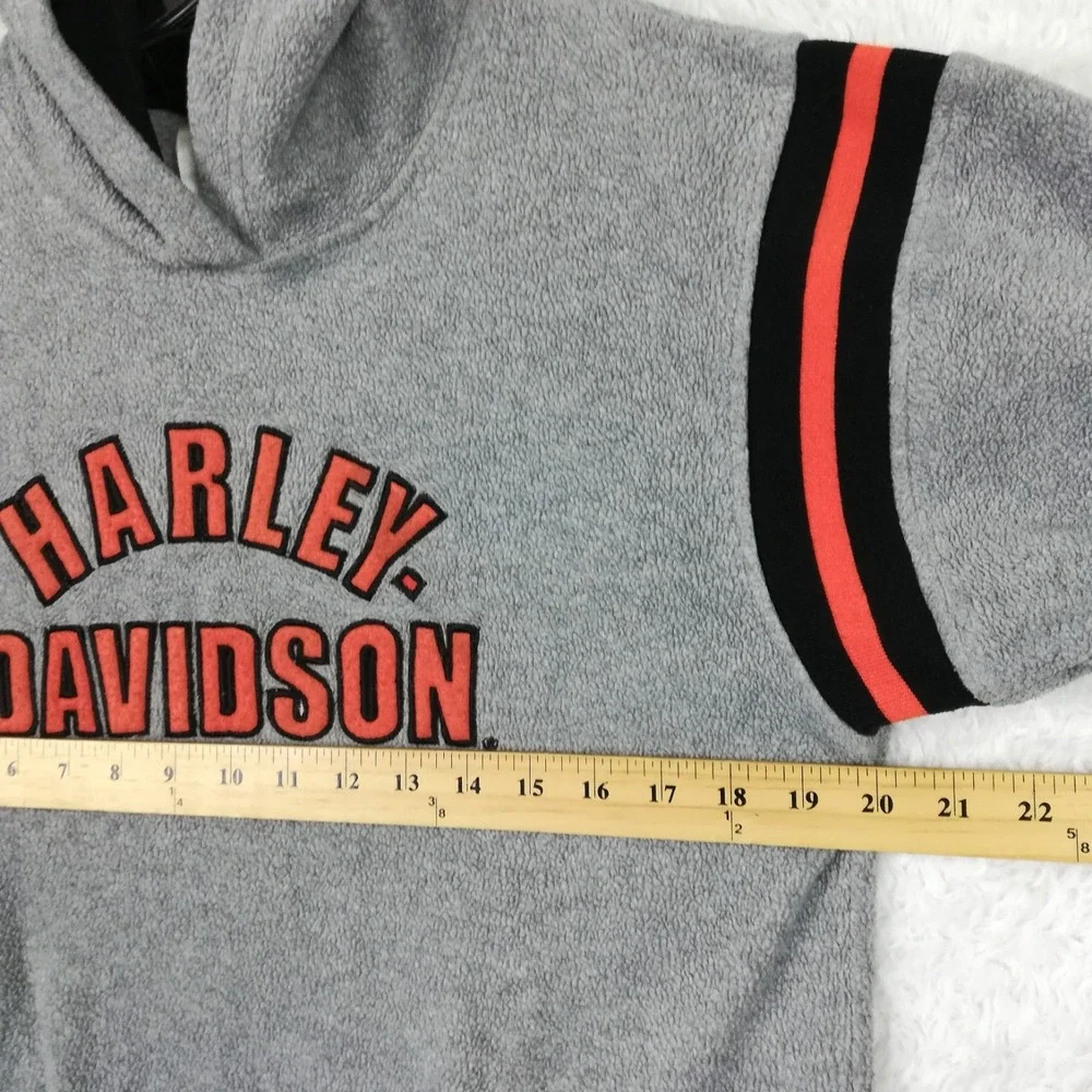 Harley Davidson Youth Sweatshirt Fleece Pullover Gray Orange Embroidered L 16-18